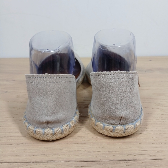 Verbenas Carmen Light Gray Leather Espadrille Slip-On Flat Shoes 689 - Picture 8 of 13